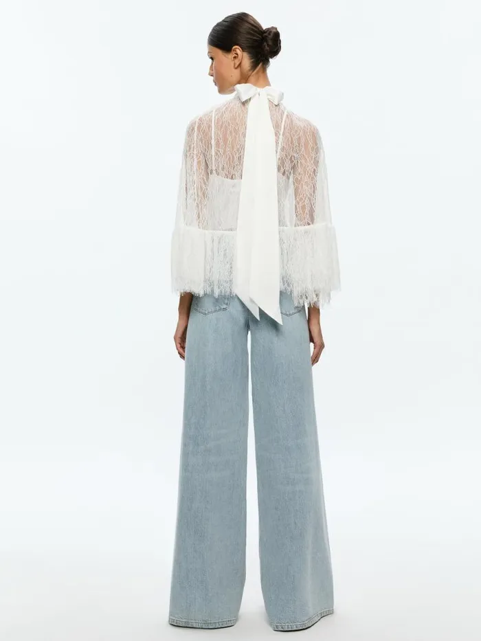 Alice Olivia ZENON TOP WITH CAMI LINING Black Women Tops