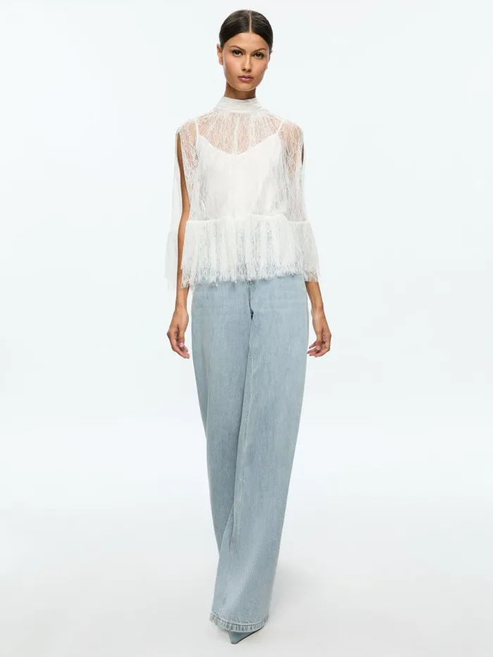 Alice Olivia ZENON TOP WITH CAMI LINING Black Women Tops
