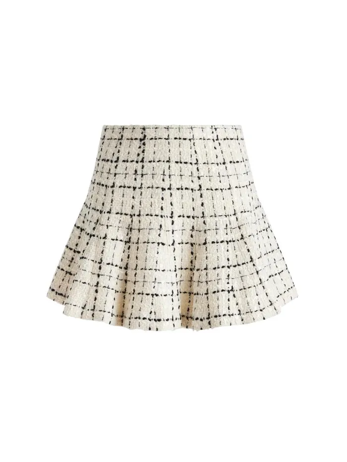 Alice Olivia ZONA HIGH RISE GODET MINI SKIRT Off Whiteblack Women Skirts