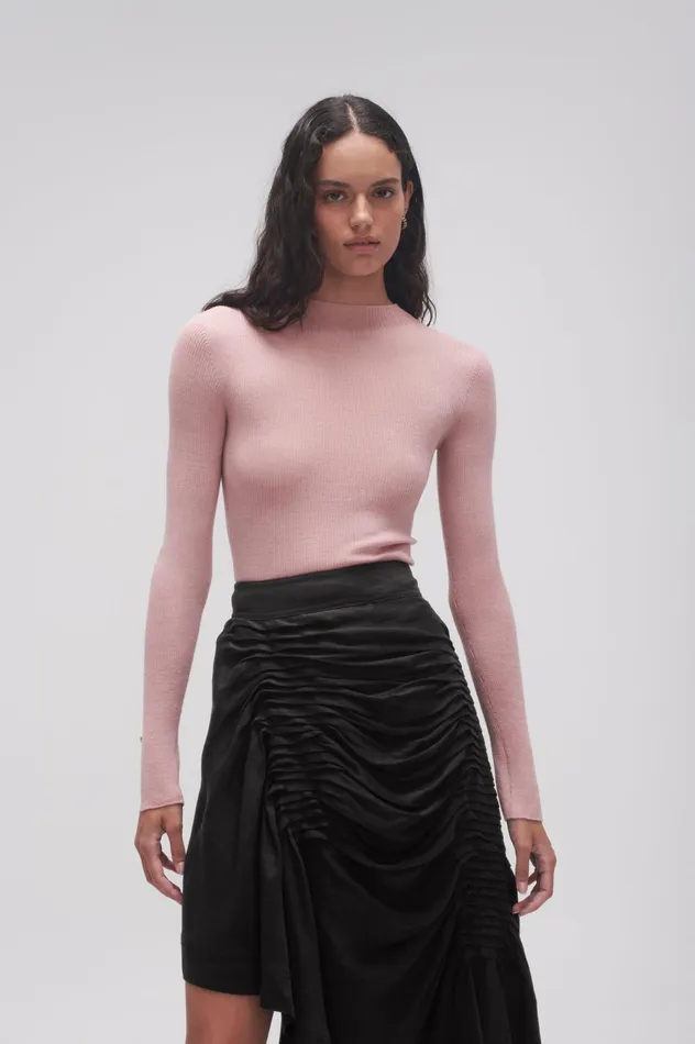 Alina Rib Knit Top Blush Pink Women Aje Knitwear 038 Jumpers