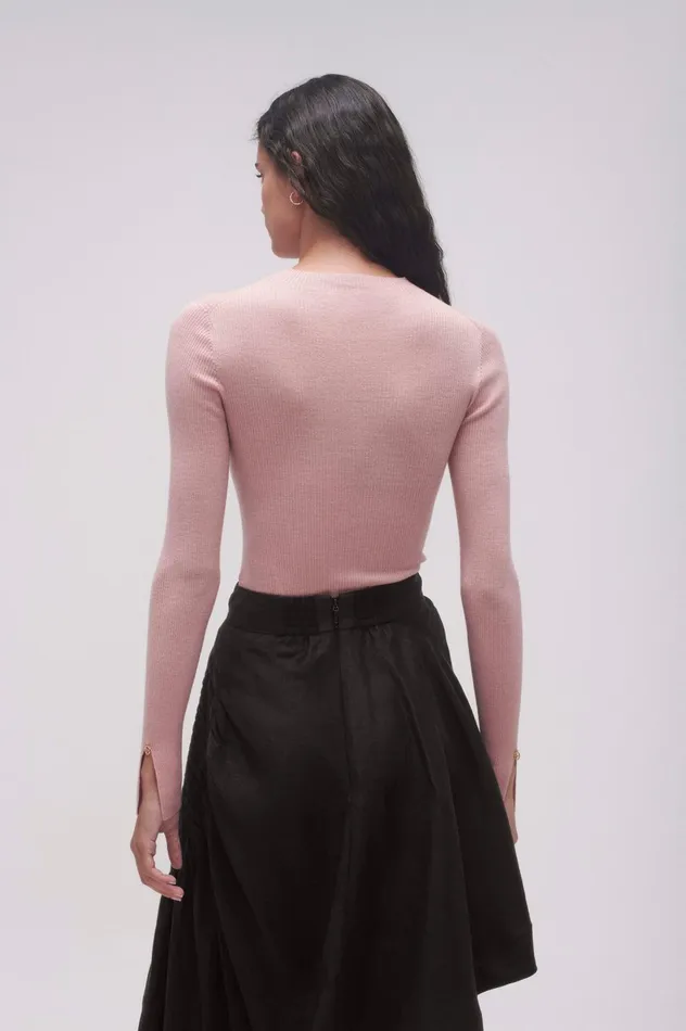 Alina Rib Knit Top Blush Pink Women Aje Knitwear 038 Jumpers