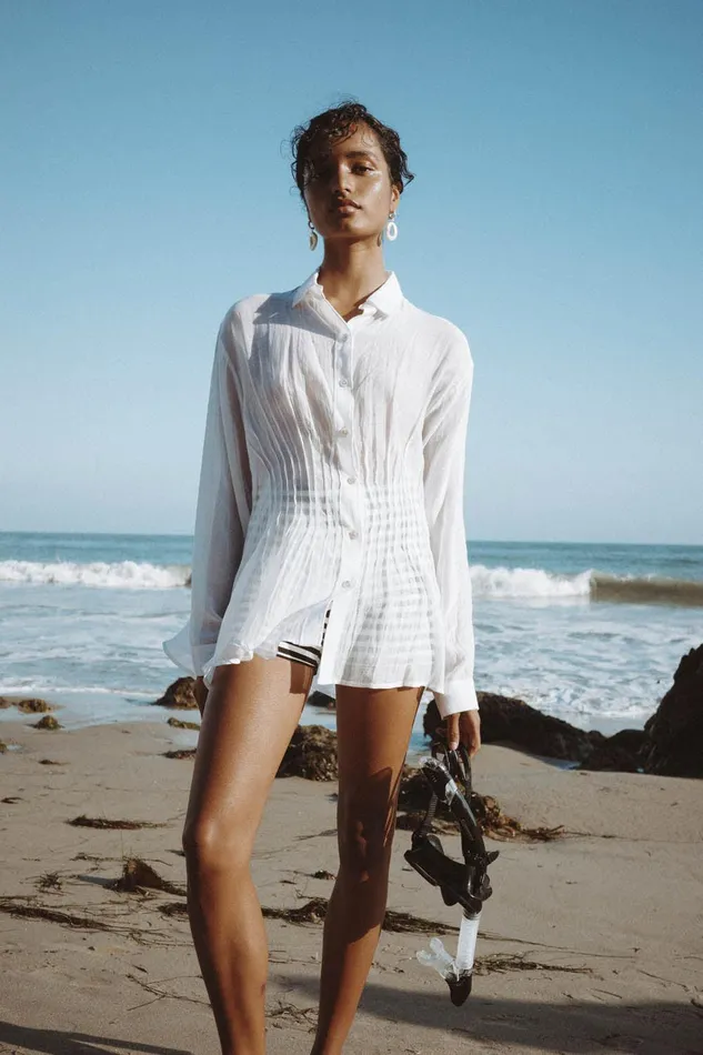 Allison Pintucked Blouse White Women Chan Luu Tops