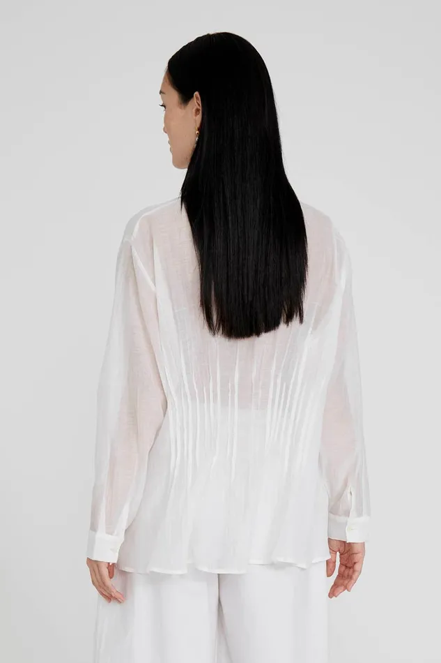 Allison Pintucked Blouse White Women Chan Luu Tops