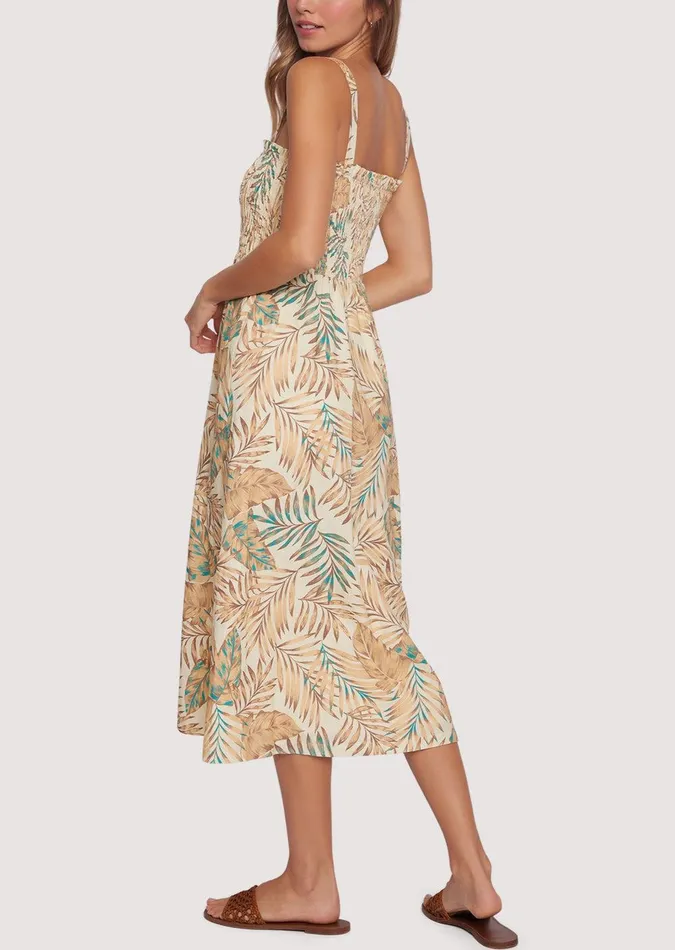 Anafi Palm Midi Dress Ivory Women Lost Wander Dresses