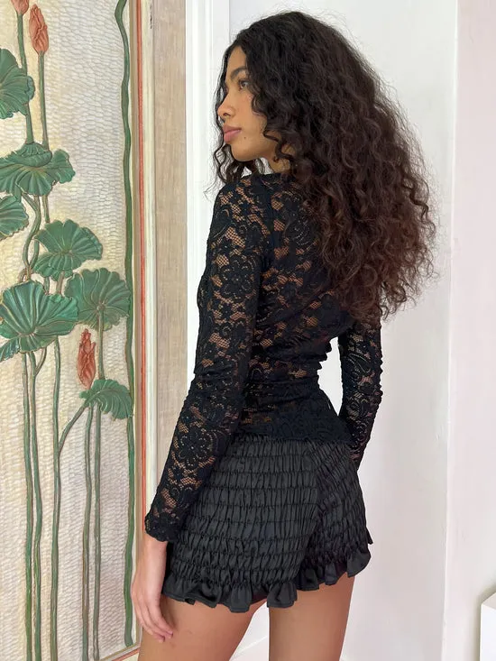 Angel Smocked Short Blk Bottoms Lisa Says Gah Women