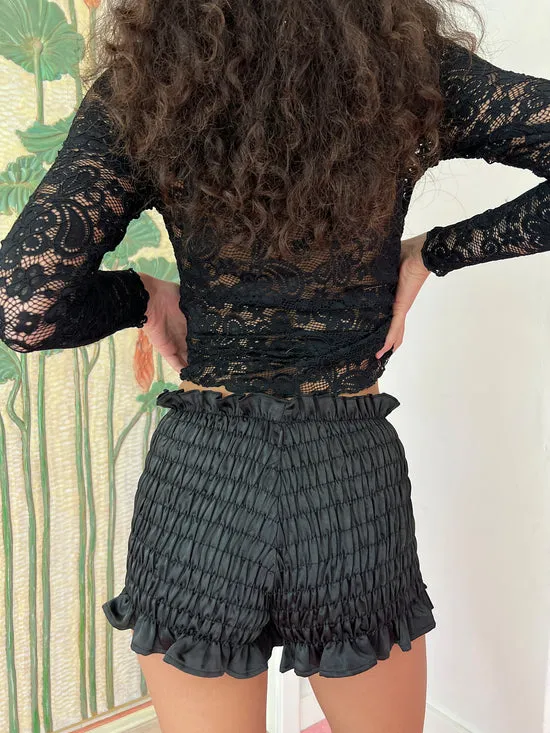 Angel Smocked Short Blk Bottoms Lisa Says Gah Women