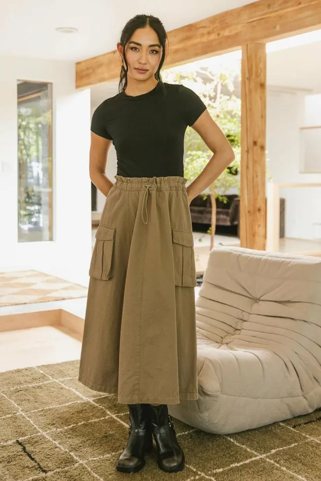 Angelina Cargo Skirt Khaki Women Bohme Skirts