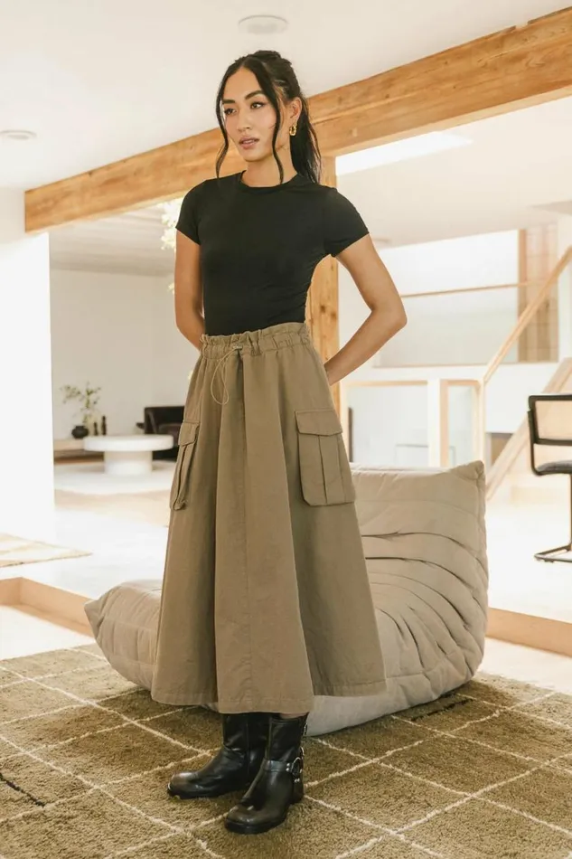Angelina Cargo Skirt Khaki Women Bohme Skirts