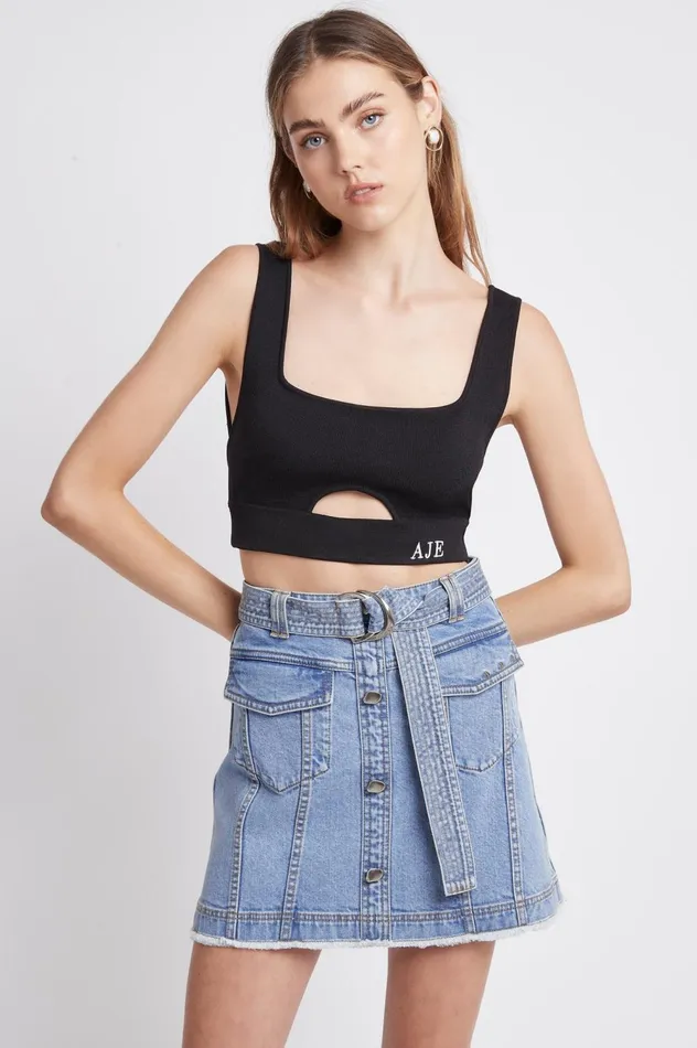 Arlow Denim Mini Skirt Classic Wash Women Aje Skirts