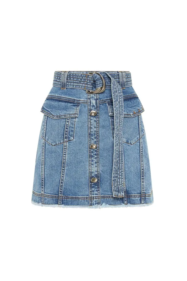 Arlow Denim Mini Skirt Classic Wash Women Aje Skirts