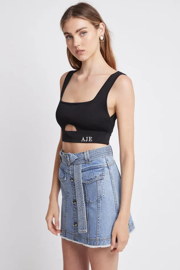 Arlow Denim Mini Skirt Classic Wash Women Aje Skirts