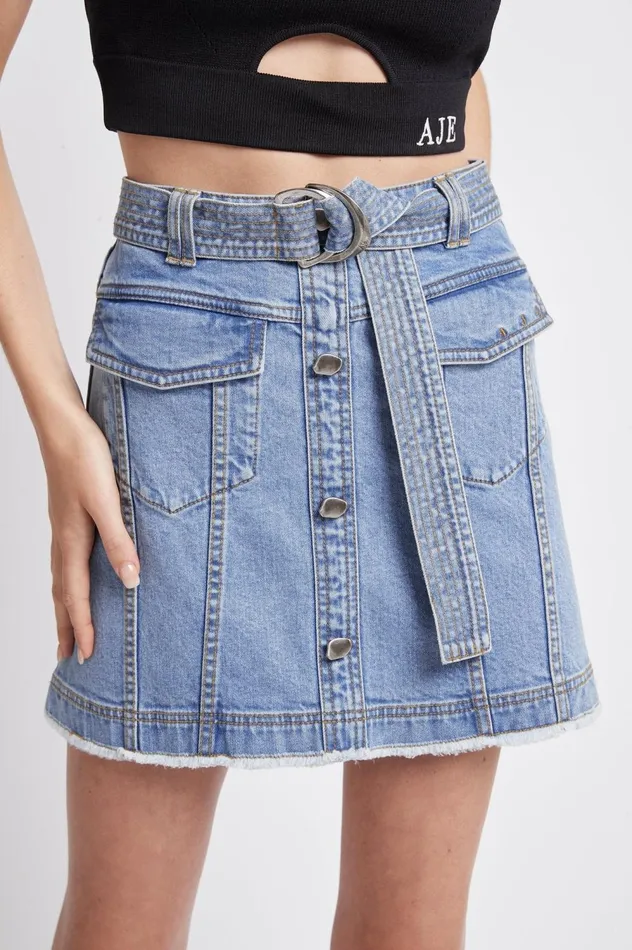 Arlow Denim Mini Skirt Classic Wash Women Aje Skirts