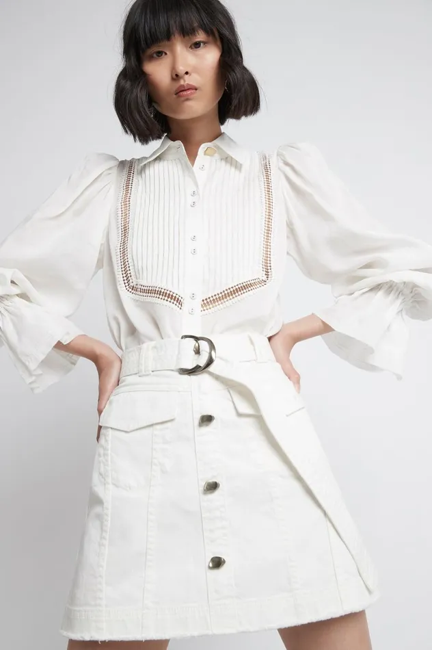 Arlow Denim Mini Skirt White Women Aje Skirts
