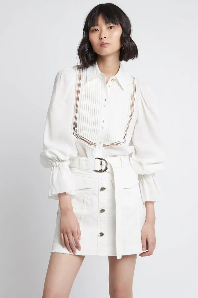 Arlow Denim Mini Skirt White Women Aje Skirts