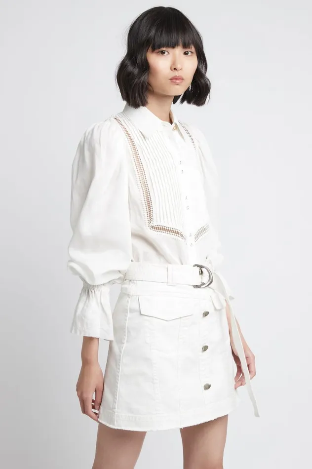 Arlow Denim Mini Skirt White Women Aje Skirts