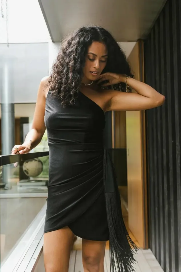 Audria Fringe Mini Dress In Black 8211 FINAL SALE Black Women Bohme Dresses