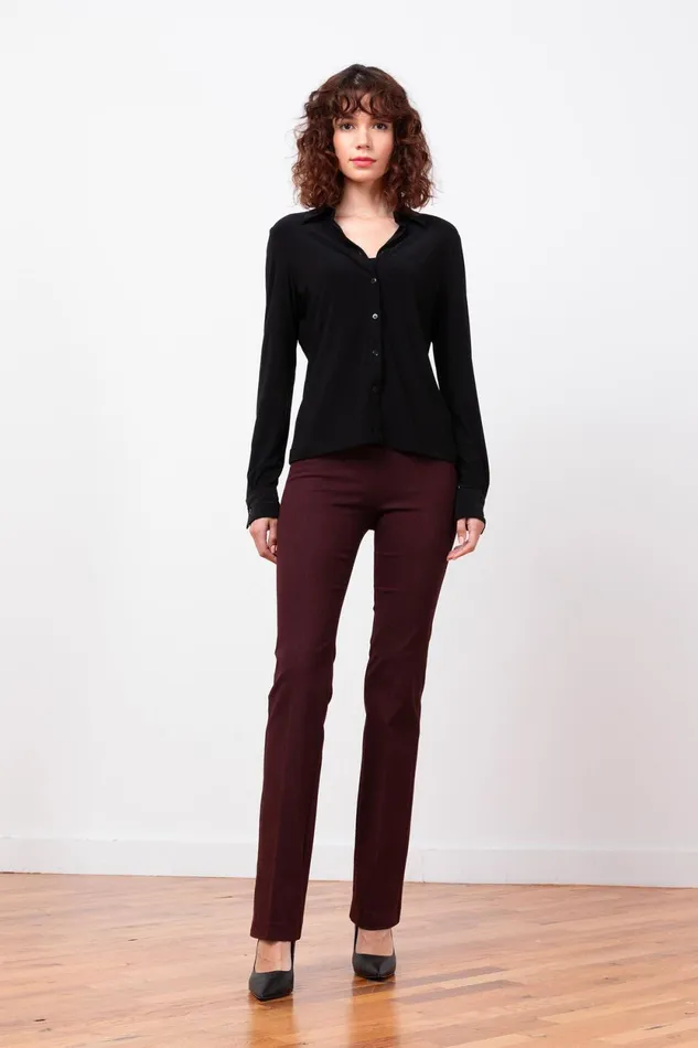 Avenue Montaigne BECCA Flannel Wine Women Pants