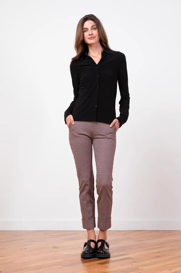 Avenue Montaigne BEN Houndstooth Plaid Women Pants