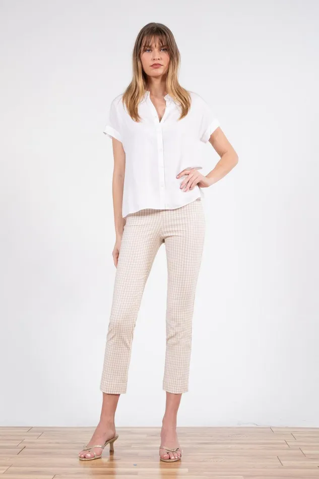 Avenue Montaigne BRIGITTE Check Beige Women Pants