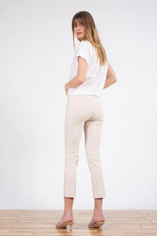Avenue Montaigne BRIGITTE Check Beige Women Pants Avenue Montaigne BRIGITTE Check Beige Women Pants
