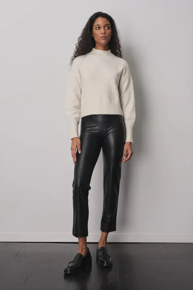 Avenue Montaigne EDITH Pleather Black Women Pants