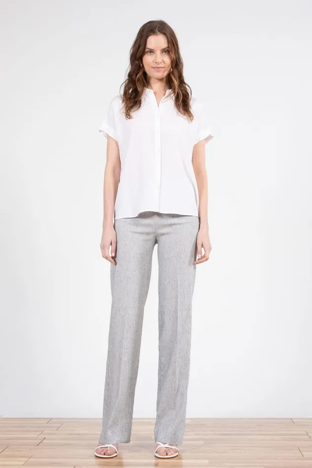 Avenue Montaigne FLAVIA Linen Stripes Hairline Women Pants