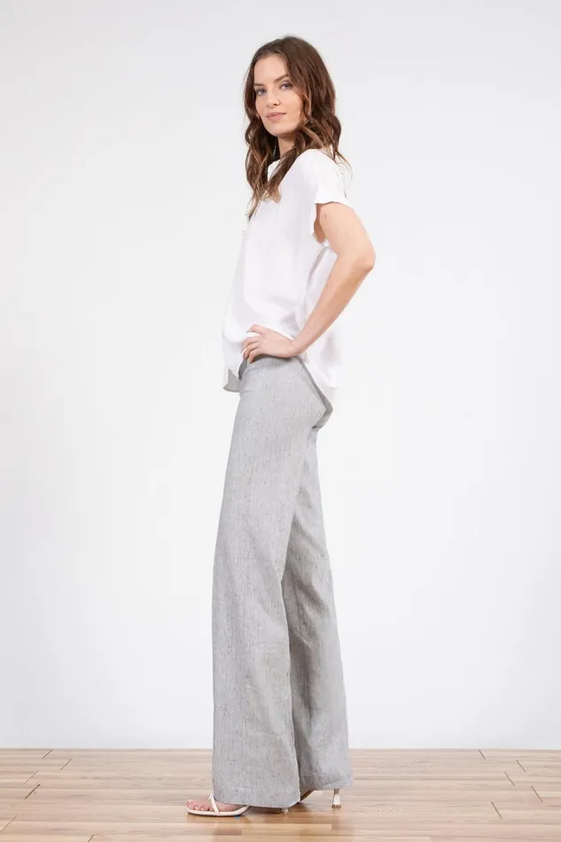 Avenue Montaigne FLAVIA Linen Stripes Hairline Women Pants Avenue Montaigne FLAVIA Linen Stripes Hairline Women Pants