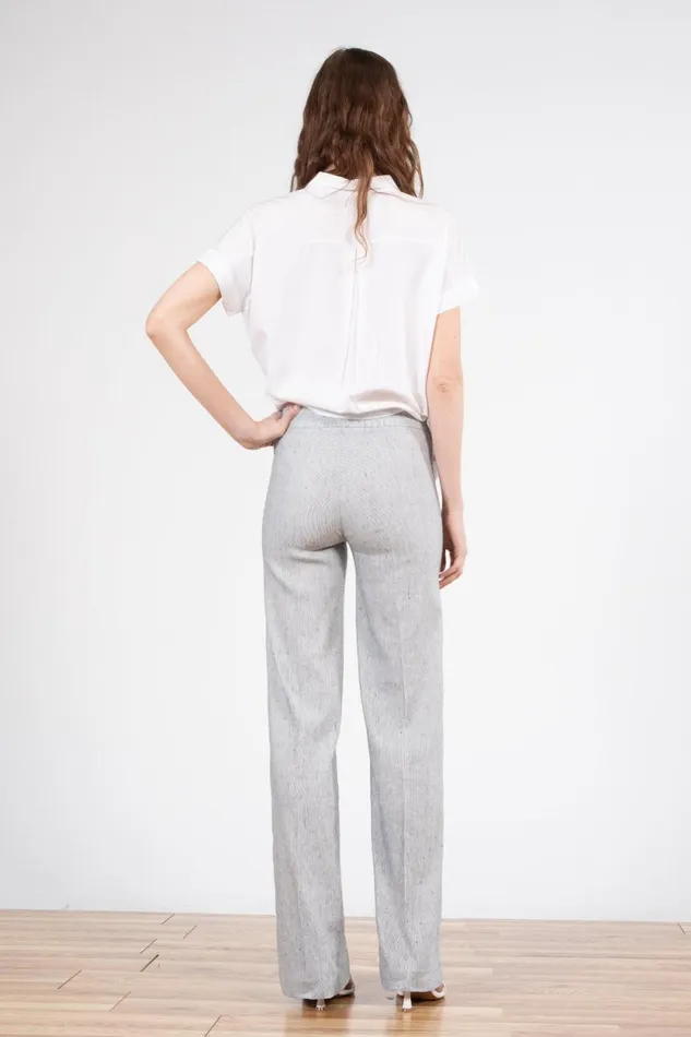 Avenue Montaigne FLAVIA Linen Stripes Hairline Women Pants Avenue Montaigne FLAVIA Linen Stripes Hairline Women Pants