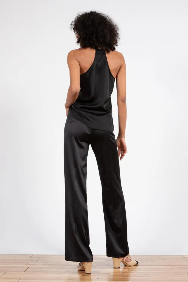 Avenue Montaigne FLAVIA Satin Black Women Pants Avenue Montaigne FLAVIA Satin Black Women Pants