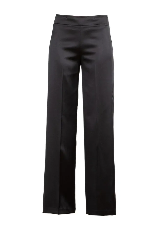 Avenue Montaigne FLAVIA Satin Black Women Pants Avenue Montaigne FLAVIA Satin Black Women Pants