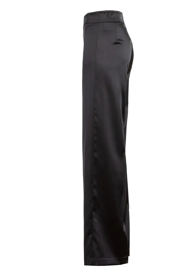 Avenue Montaigne FLAVIA Satin Black Women Pants Avenue Montaigne FLAVIA Satin Black Women Pants