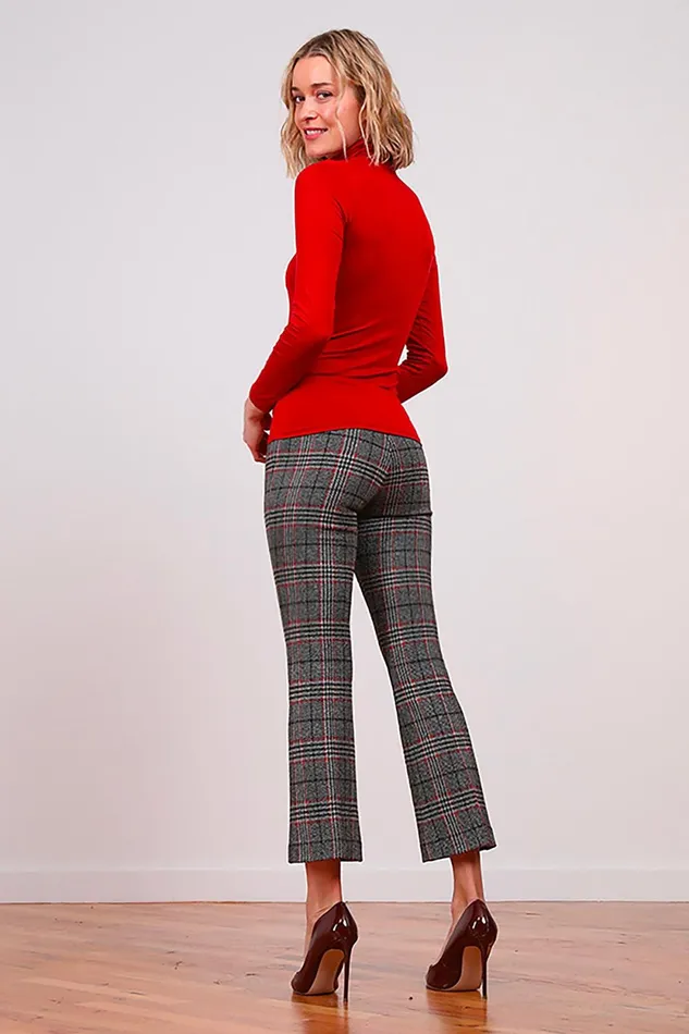 Avenue Montaigne LEO Tartan Plaid Red Women Pants Avenue Montaigne LEO Tartan Plaid Red Women Pants