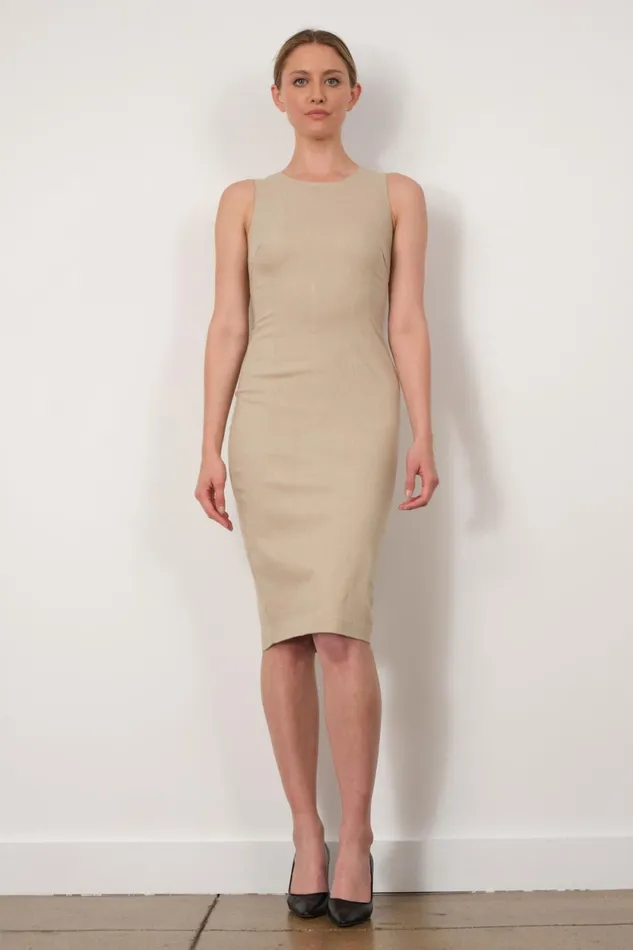 Avenue Montaigne ROMA Flannel Beige Women Dresses
