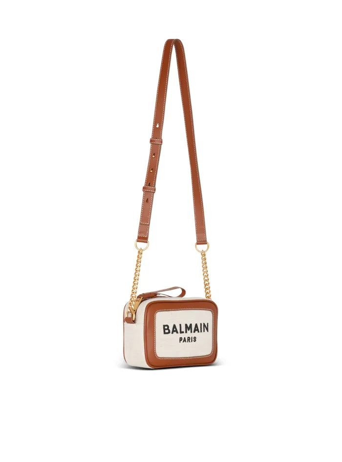 BArmy Canvas And Leather Clutch Beige Women Balmain Crossbody Bags