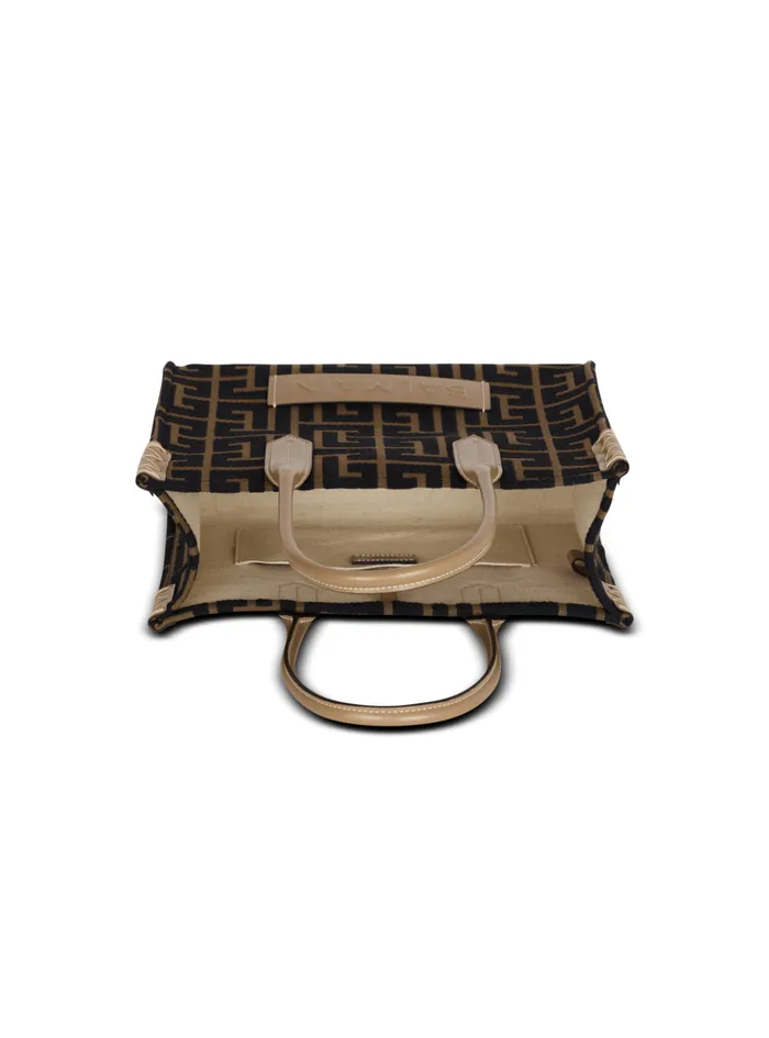 BArmy Shopper 36 Bag In PB Labyrinth Jacquard Black Women Balmain Tote Bags