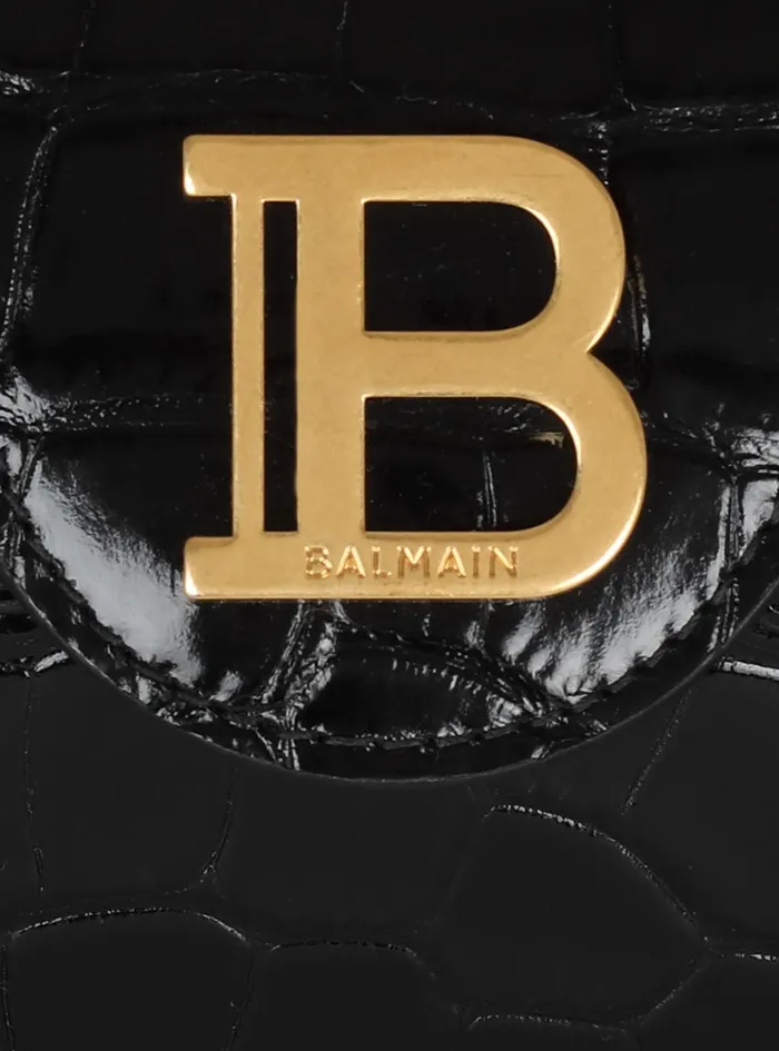BBuzz 19 Bag In Crocodileprint Leather Black Women Balmain Handbags