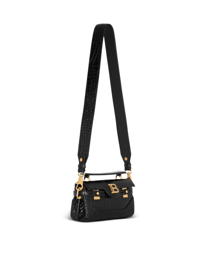 BBuzz 19 Bag In Crocodileprint Leather Black Women Balmain Handbags