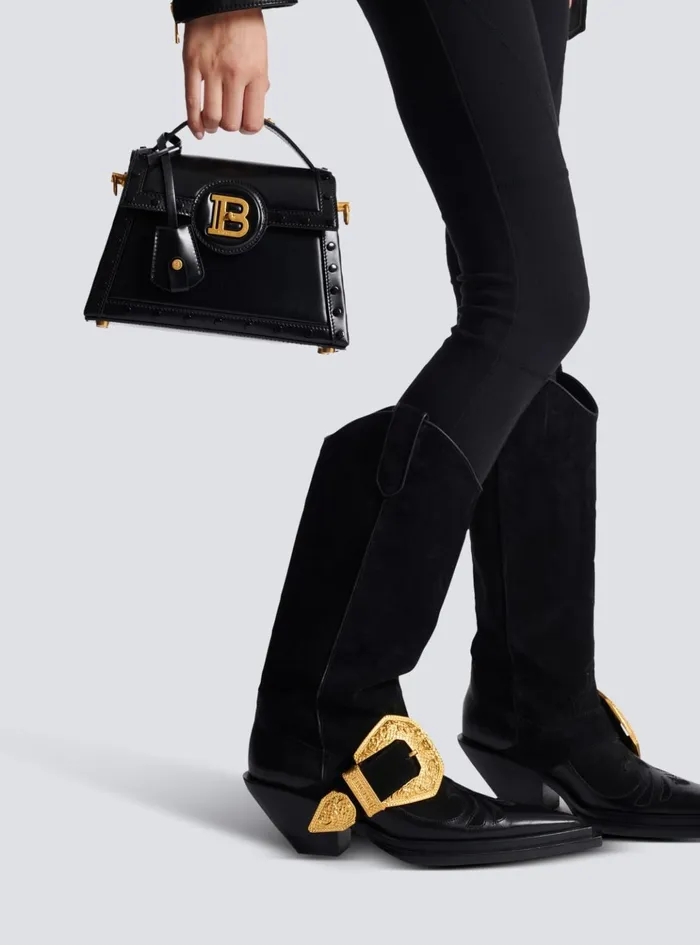 BBuzz Dynasty Bag In Glazed Leather Black Women Balmain Handbags