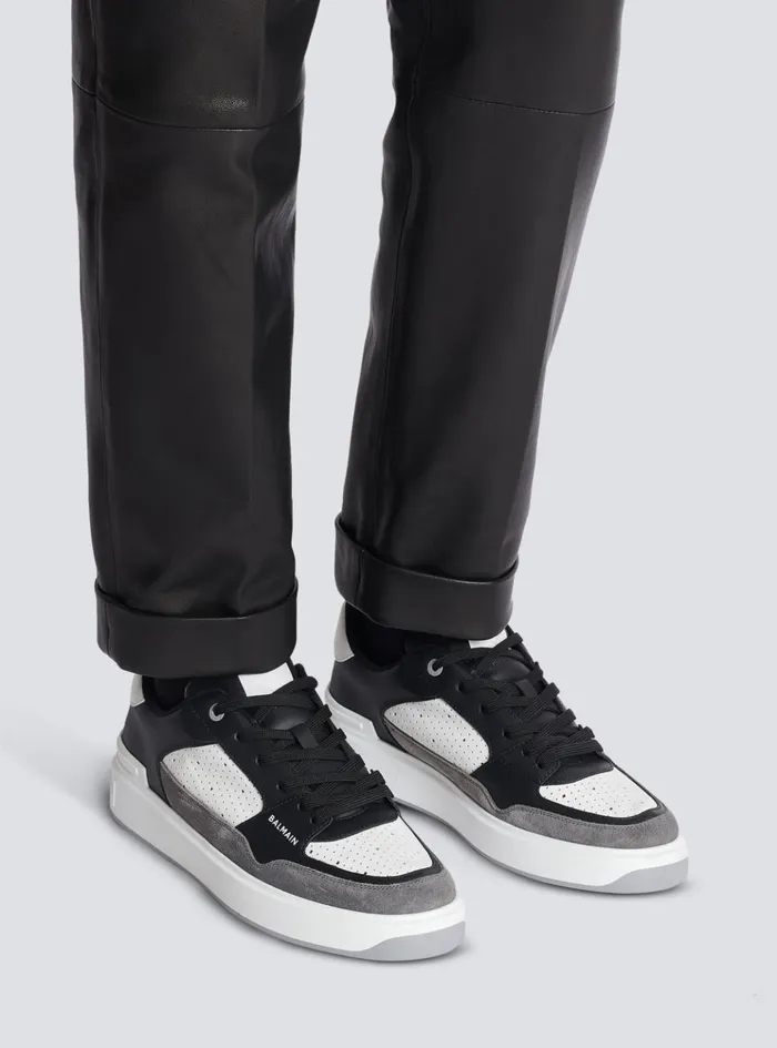 BCourt Flip Sneakers In Leather And Suede Black Men Balmain Sneakers