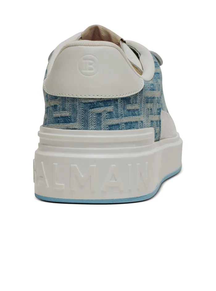 BCourt Flip Sneakers In Monogrammed Denim Navy Women Balmain Sneakers