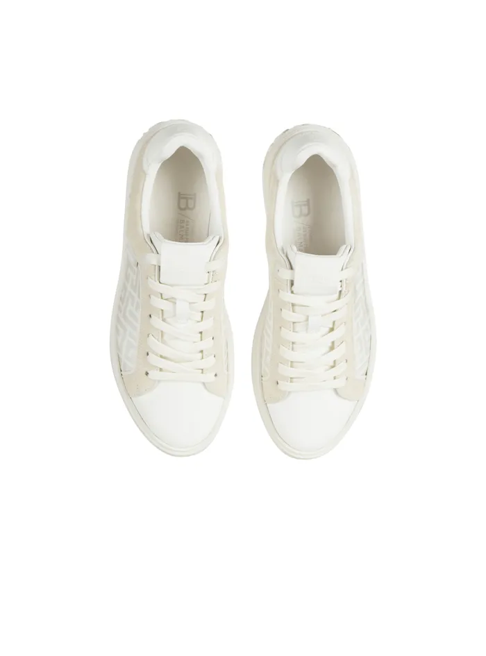 BCourt Monogrammed Nylon And Leather Sneakers White Women Balmain Sneakers