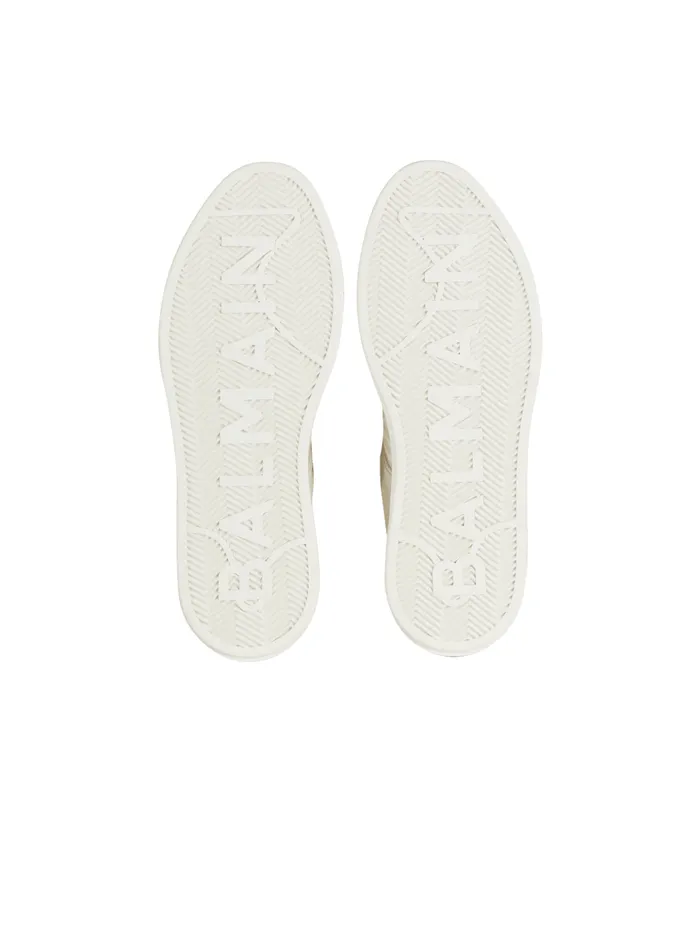 BCourt Monogrammed Nylon And Leather Sneakers White Women Balmain Sneakers