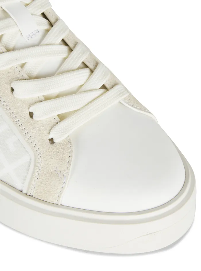 BCourt Monogrammed Nylon And Leather Sneakers White Women Balmain Sneakers