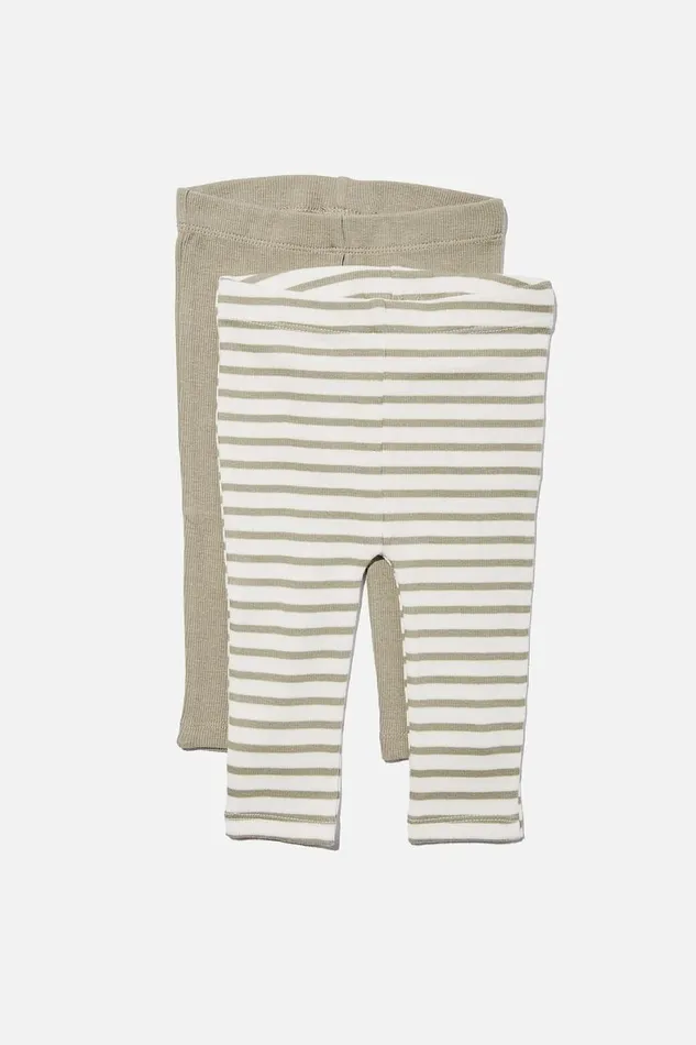 Baby Bottoms Cotton On 2 Pack Essentials Skinny Legging Silver Sage Organic