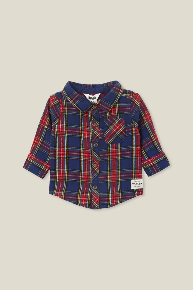 Baby Tops Jackets and Sweaters Cotton On Baby Rugged Shirt In The Navyheritage Red Plaid