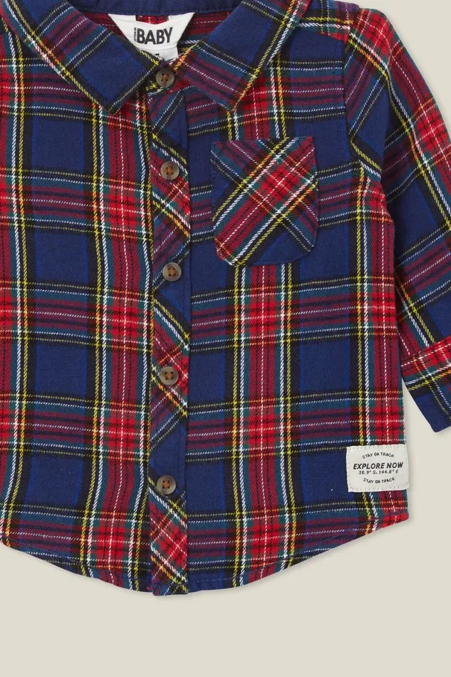 Baby Tops Jackets and Sweaters Cotton On Baby Rugged Shirt In The Navyheritage Red Plaid