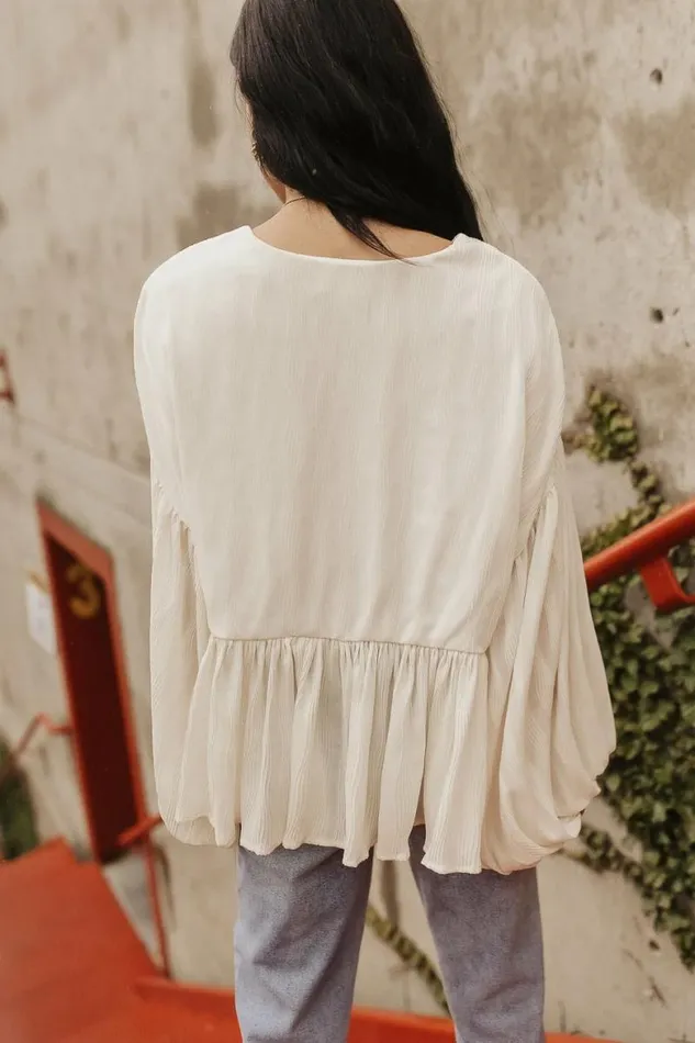 Bailey Textured Blouse Ivory Women Bohme Tops