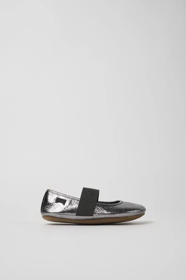 Ballerinas Kids Camper Right Metallic Grey Leather Ballerinas Ballerinas Kids Camper Right Metallic Grey Leather Ballerinas