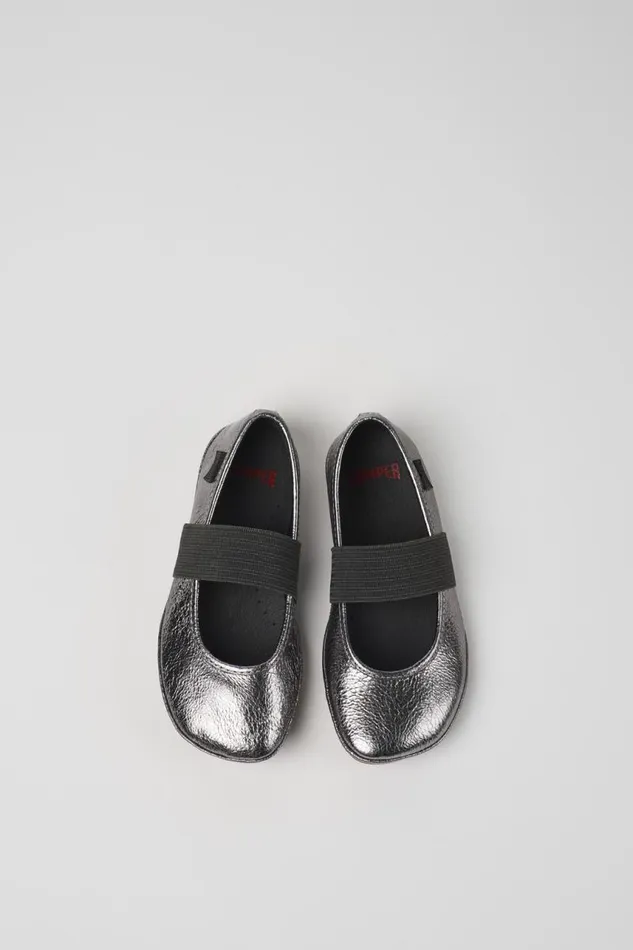 Ballerinas Kids Camper Right Metallic Grey Leather Ballerinas Ballerinas Kids Camper Right Metallic Grey Leather Ballerinas