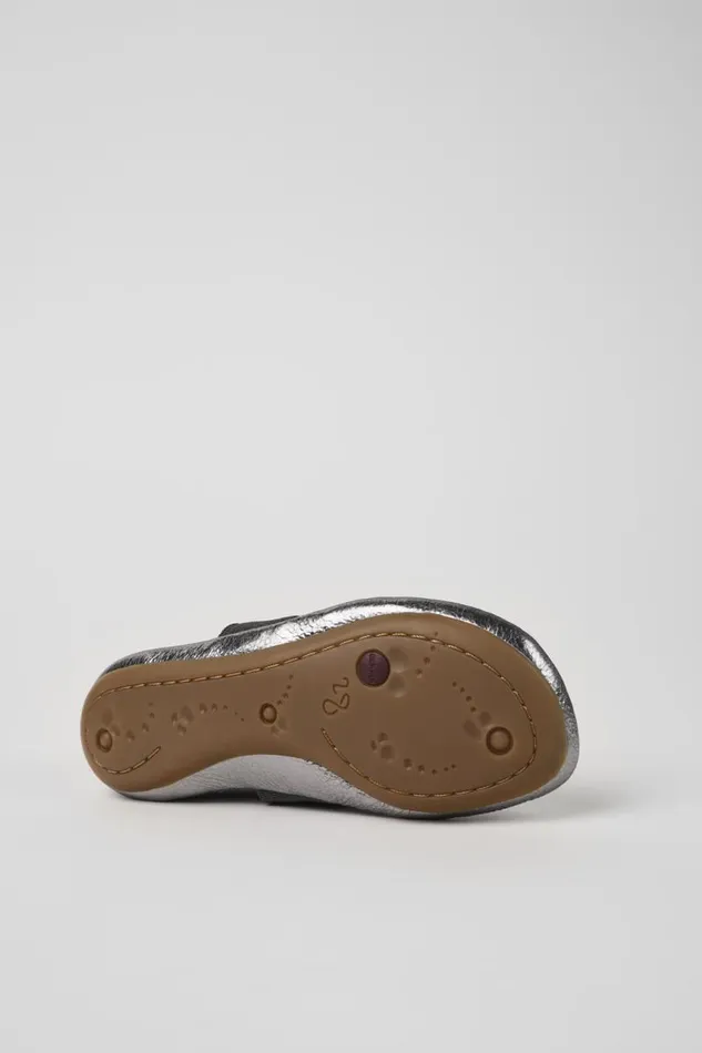 Ballerinas Kids Camper Right Metallic Grey Leather Ballerinas Ballerinas Kids Camper Right Metallic Grey Leather Ballerinas
